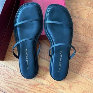 New Tamara Mellon Napa Console sandals, black, size 9